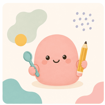 Kawaii occupational therapy character holding everyday skill tools